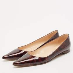 Manolo Blahnik Brown Patent Pointed Toe Ballet Flats Size 37.5