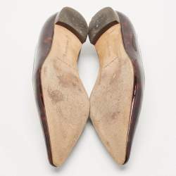 Manolo Blahnik Brown Patent Pointed Toe Ballet Flats Size 37.5
