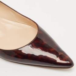 Manolo Blahnik Brown Patent Pointed Toe Ballet Flats Size 37.5