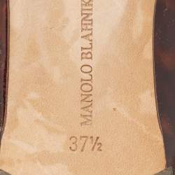 Manolo Blahnik Brown Patent Pointed Toe Ballet Flats Size 37.5