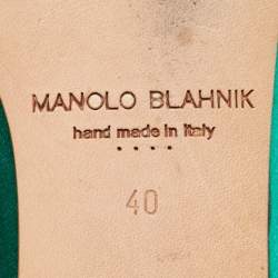 Manolo Blahnik Emerald Green Satin Eufrasia Smocking Slippers Size 40