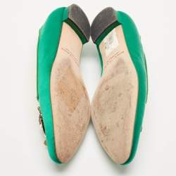 Manolo Blahnik Emerald Green Satin Eufrasia Smocking Slippers Size 40