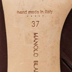 Manalo Blahnik Dark Brown Suede Round Toe Ankle Length Boots Size 37