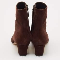 Manalo Blahnik Dark Brown Suede Round Toe Ankle Length Boots Size 37