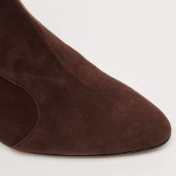 Manalo Blahnik Dark Brown Suede Round Toe Ankle Length Boots Size 37