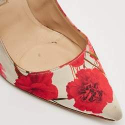 Manolo Blahnik Multicolor Floral Print Satin Pointed Toe Pumps Size 38.5