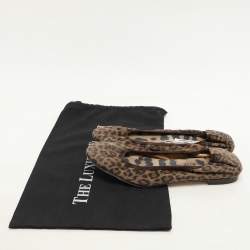 Manolo Blahnik Brown Leopard Print Suede Scrunch Ballet Flats Size 40