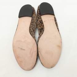 Manolo Blahnik Brown Leopard Print Suede Scrunch Ballet Flats Size 40