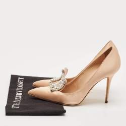 Manolo Blahnik Dusty Pink Satin Borlak Crystal Embellished Pumps Size 38.5