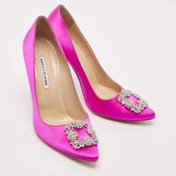 Manolo Blahnik Pink Satin Hangisi Pumps Size 41
