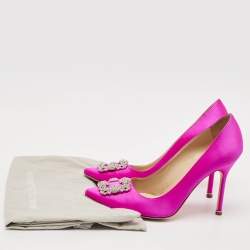 Manolo Blahnik Pink Satin Hangisi Pumps Size 41