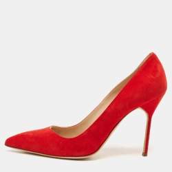 Manolo Blahnik Red Suede BB Pointed Toe Pumps Size 41
