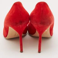 Manolo Blahnik Red Suede BB Pointed Toe Pumps Size 41