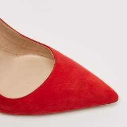 Manolo Blahnik Red Suede BB Pointed Toe Pumps Size 41