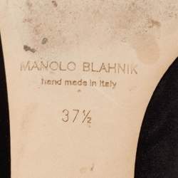 Pre Owned Manolo Blahnik Black Velvet Hangisi Ballet Flats Size 37.5