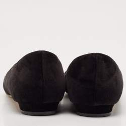 Pre Owned Manolo Blahnik Black Velvet Hangisi Ballet Flats Size 37.5