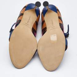 Manolo Blahnik Multicolor Leather Ankle Strap Sandals Size 40.5