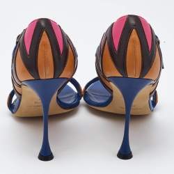 Manolo Blahnik Multicolor Leather Ankle Strap Sandals Size 40.5