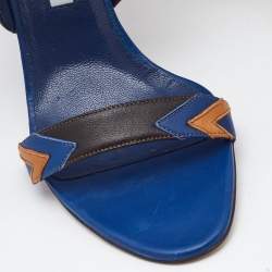 Manolo Blahnik Multicolor Leather Ankle Strap Sandals Size 40.5
