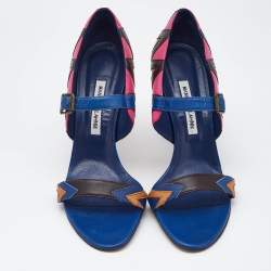 Manolo Blahnik Multicolor Leather Ankle Strap Sandals Size 40.5