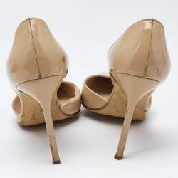 Manolo Blahnik Beige Patent Leather Tayler D'orsay Pumps Size 39