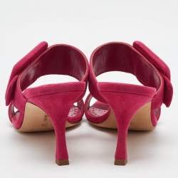 Manolo Blahnik Pink Suede Gable Slide Sandals Size 36