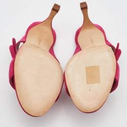Manolo Blahnik Pink Suede Gable Slide Sandals Size 36