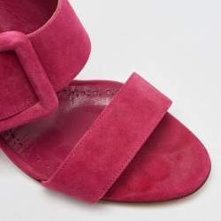 Manolo Blahnik Pink Suede Gable Slide Sandals Size 36