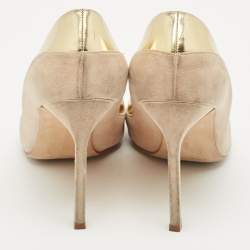 Manolo Blahnik Two Tone Suede Leather Bipunta Pointed Toe Pumps Size 38.5