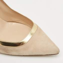 Manolo Blahnik Two Tone Suede Leather Bipunta Pointed Toe Pumps Size 38.5