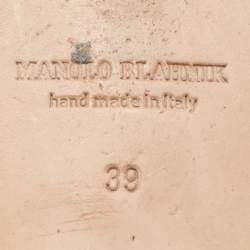 Manolo Blahnik Blue Ostrich Leather Flats Size 38