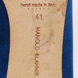 Manolo Blahnik Navy Blue Satin Hangisi Pumps Size 41