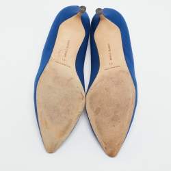 Manolo Blahnik Navy Blue Satin Hangisi Pumps Size 41