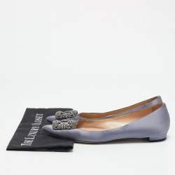 Manolo Blahnik Blue Satin Hangisi Ballet Flats Size 41.5