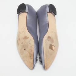 Manolo Blahnik Blue Satin Hangisi Ballet Flats Size 41.5