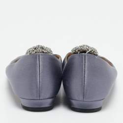 Manolo Blahnik Blue Satin Hangisi Ballet Flats Size 41.5