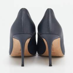  Manolo Blahnik Grey Satin Okkaava Emerald Pumps Size 36.5
