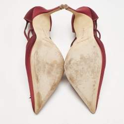 Manolo Blahnik Burgundy Satin Crystal Embellished Lala Pumps Size 38