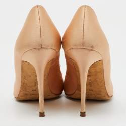 Manolo Blahnik Beige Satin Borlak Crystal Embellished Pointed Toe Pumps Size 36