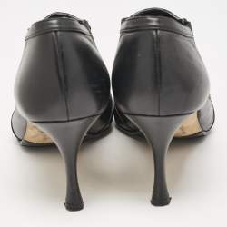 Manolo Blahnik Black Leather Pointed Toe Ankle Length Boots Size 41.5