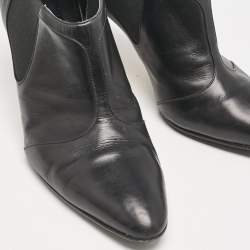 Manolo Blahnik Black Leather Pointed Toe Ankle Length Boots Size 41.5