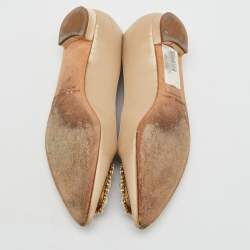 Manolo Blahnik Champange Satin Hangisi Ballet Flats Size 37 