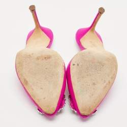 Pre Owned صندل مولز مانولو بلانيك هانغيسي ساتان وردي مقاس 36