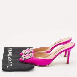 Pre Owned صندل مولز مانولو بلانيك هانغيسي ساتان وردي مقاس 36