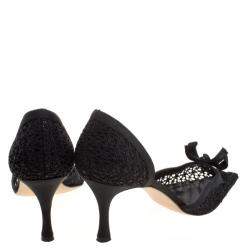 Pre Owned حذاء كعب عالي مانولو بلانيك دورسي مقدمة مدببة اسبي كروشيه أسود مقاس 39