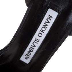 Pre Owned حذاء كعب عالي مانولو بلانيك دورسي مقدمة مدببة اسبي كروشيه أسود مقاس 39