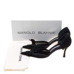 Pre Owned حذاء كعب عالي مانولو بلانيك دورسي مقدمة مدببة اسبي كروشيه أسود مقاس 39