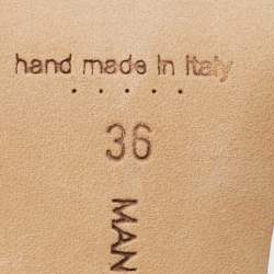 Pre Owned Manolo Blahnik Yellow/Pink Python Embossed Patent Leather Mumbi Ankle Strap Sandals Size 36