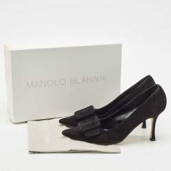 Manolo Blahnik Black Suede Maysale Pumps Size 37.5