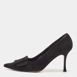 Manolo Blahnik Black Suede Maysale Pumps Size 37.5